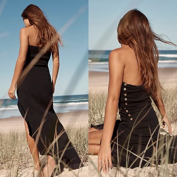 New Free People Made Me Blush Strapless Asymmetrical Midi Dress - Picture 2 of 7